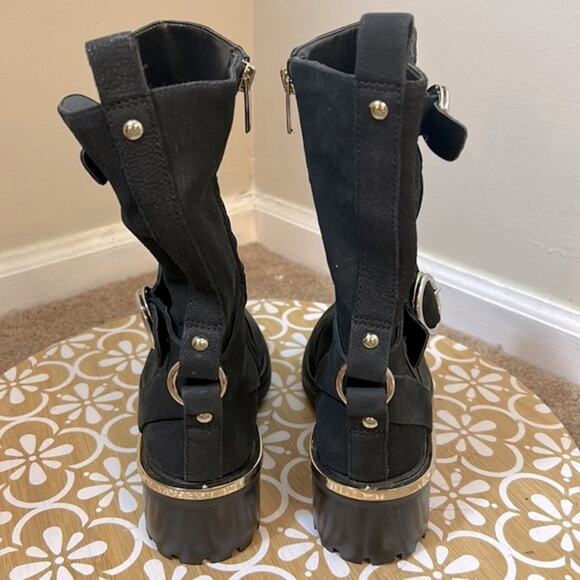 NWT Vince Camuto black nubuck leather Kerivini buckle detail boots - Picture 10 of 15